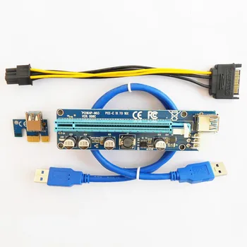 Upgrade Edition VER008C Stúpačky PCI-E 1x až 16x Stúpačky Karty LED USB 3.0, PCI-E 6pin Energie pre BTC Asic Bitcoin Baník Antminer Ťažba