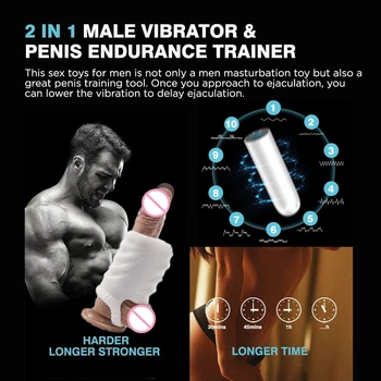 Upozorňuje Muž Masturbator S Výkonnými Guľka, 10 Silné Vibrácie Mužov Masturbácia Penis Stimulátor S Penis Krúžok Sexuálne Hračky