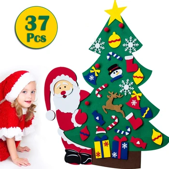 Urob si sám Cítil Vianočný Stromček 37PCS Ornament Stene Visí Navidad 2021 Vianočné Dieťa Darčeky Strana navrhne Vianočné Dekorácie Pre Domov