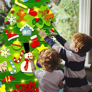 Urob si sám Cítil Vianočný Stromček S Reťazcom Svetlá Nový Rok Umelý Strom Stene Visí Ozdoby na Vianočný Darček Hračky Pre Deti,