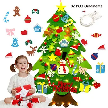 Urob si sám Cítil Vianočný Stromček S Reťazcom Svetlá Nový Rok Umelý Strom Stene Visí Ozdoby na Vianočný Darček Hračky Pre Deti,