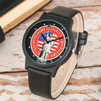 Urob si sám Vlastné Socha Slobody Kožené Náramkové hodinky pre Mužov Ležérne Módne 2020 pánske Hodinky Dropshipping