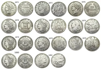 USA Súbor(1873-1882) 11pcs Rôznych Dolár Vzory Strieborné Pozlátené Kópiu Mince