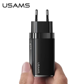 USAMS GaN Nabíjačku 65W Pre iPhone, Rýchle Nabíjanie Typ C PD USB Nabíjačku s QC 3.0 Prenosné Rýchlo Nabíjačka Pre Samsung Notebook Xiao