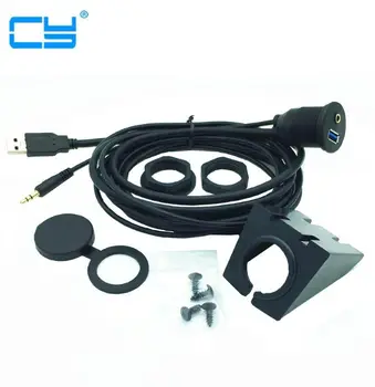 USB 3.0 a 3.5 mm držiak do Auta Flush Kábel 3,5 mm + USB3.0 AUX Rozšírenie Prístrojovej dosky Nepremokavé Prípojný Kábel Pre Auto, Loď a Motocyklov