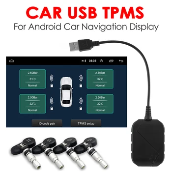 USB 3.0 TPMS pre Android autorádio DVD Prehrávač Sledovanie Tlaku v Pneumatikách Systém Postavený v APK s Interné Externé Čidlo