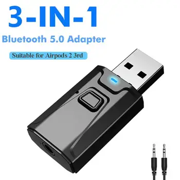 USB Bluetooth 5.0 Vysielač, Prijímač Mic 3 v 1 EDR Dongle Adaptér 3,5 mm AUX Pre TV, PC Slúchadlá Domáce Stereo Auto HIFI Audio
