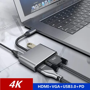 USB C ROZBOČOVAČ HDMI dock VGA Adaptér Typ C do HDMI na pripojenie dokovacej stanice 4K usb c hdmi PD nabíjanie pre Samsung S10 Huawei Mate Pro MAC USB-C, HDMI