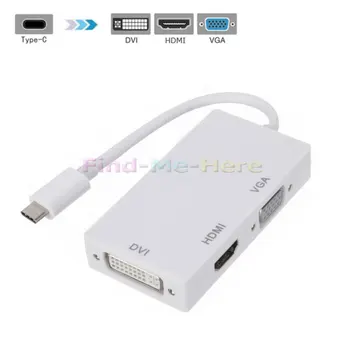 USB C USB 3.1 Typ-C Na VGA HDMI DVI 3 v 1 Converter Adaptér HD 4K*2K Rozlíšenie 1080P Pre MacBook HUAWEI Matebook