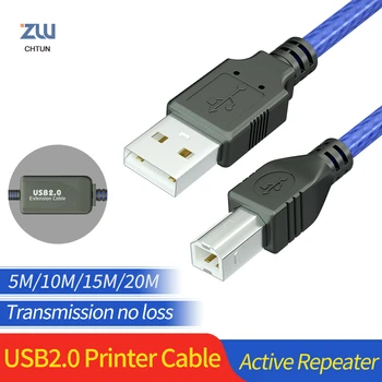 USB kábla k Tlačiarni za Kábel s Aktívny Opakovač USB Type A Male na B Samec Tlačiareň Kábel 5m 10 M 15M 20 M IC Zosilňovač Kábel USB 2.0 Tlačiareň