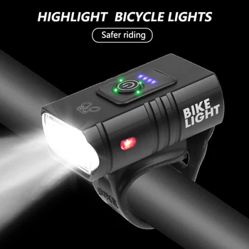 USB Nabíjateľné Bicyklov Svetla vstavanú Batériu, Požičovňa Lampa Svetlometu Rainproof 6 Režimov Bicykel Predné Svetlo Svetlo na Bicykel