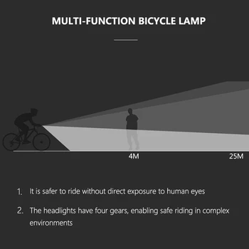 USB Nabíjateľné Bicyklov Svetla vstavanú Batériu, Požičovňa Lampa Svetlometu Rainproof 6 Režimov Bicykel Predné Svetlo Svetlo na Bicykel