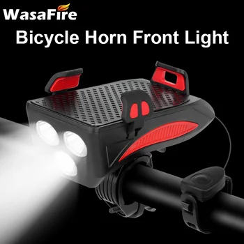 USB Nabíjateľné Svetlo na Bicykel 3*XPE LED Požičovňa Svetlometu 4 V 1 Držiaka Telefónu Bell Power Bank Cyklistické Roh Lampa Cyklistické Baterka