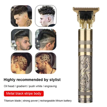 USB Nabíjateľné vlasov zastrihávač pre mužov holič Profesionálny bezdrôtový ostrihať vlasy clipper zastrihávač brady britva 0 mm holiaci stroj