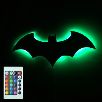 USB Napájanie 7 Farieb Zrkadlo Bat Diaľkové Ovládanie LED Nočné Svetlo Domáce Dekorácie Tieň Premietacie Nástenné Svietidlo Deti Darčeky