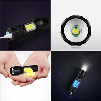 USB Rechargable Prenosné LED Baterka KLAS+XPE LED Baterkou Nepremokavé Kempingové Svietidlo 3Mode Zoomovateľnom Sústrediť Svetlo Taktické svetlá