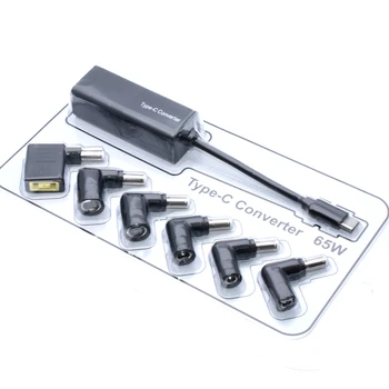 USB Typ-C Prevodník Dc Konektor Napájania Konektor Námestie Konektor Samica na USB C Nabíjací Adaptér pre Macbook Lenovo Hp Notebook, Telefón, 65W