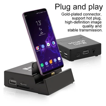 USB Typu C, HDMI ROZBOČOVAČ Dock Stanica Napájací Adaptér pre Huawei P20 P30 Pro USB Typ-C HUB Dokovacej Základne pre Samsung S10 S9