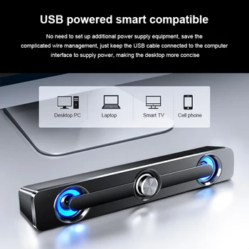 USB Wired/Bluetooth Výkonný Počítač Speaker Bar Stereo Subwoofer Bass Reproduktorov pre Priestorový Zvuk Box Pre Notebook, Telefón, Tablet MP3