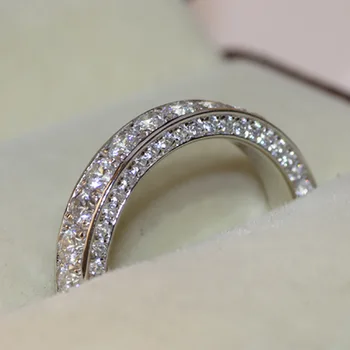 USTAR Luxusné Full CZ snubné prstene pre ženy Lesklé AAA kubický zirkón zásnubné prstene žena anel módne šperky darček