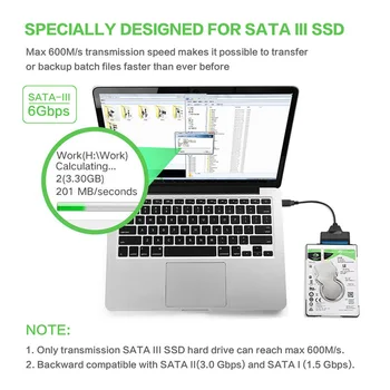UTHAI T14 SATA Konvertor Kábel Pre 2.5 Palcový Pevný Disk SSD Adaptér HDD Adaptér SATA7 + 15 kolí k USD3.0 Jednoduché Jednotky