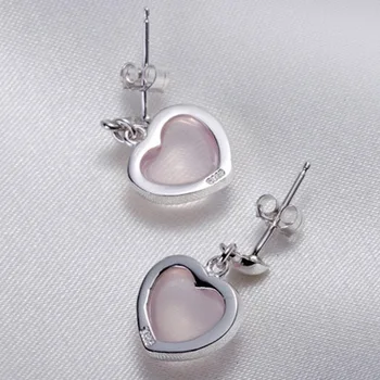 Utimtree Krásne Prírodné Ibištek Ružové Srdce Crystal 925 sterling silver Šperky pre Ženy, Dievča Strany Valentína brincos