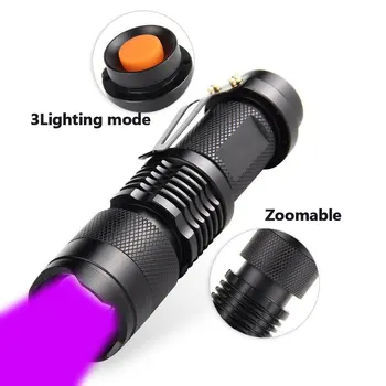 UV Lampa ultrafialového Svetla S Zoom Funkcia Mini UV Black Light Pet Moču Škvrny Detektor Scorpion Použitie AA/14500 batérie