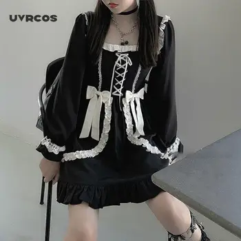 UVRCOS Gothic Lolita Šaty Dievča Patchwork Vintage Dizajnér Mini Šaty, Oblečenie Jeseň Šaty pre Ženy 2020