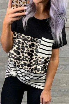 V Lete Roku 2020 Bežné Ženy T-Shirts O-Krku Krátky Rukáv Leopard Tlač Módne Topy Ženy Streetwear Voľné Tričko Dámy T-Shirts