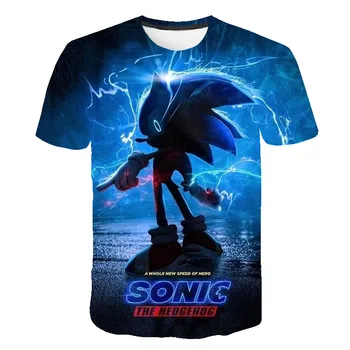 V lete roku 2020 je 3D animovaný-tlačené Ježko Sonic T-shirt chlapca ulici top