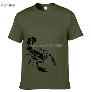 V pohode Zvierat Scorpion Tlač pánske T-shirt Lete Bežné Bavlna Krátky Rukáv Muži Male TShirts Camiseta Tričko Homme Tees