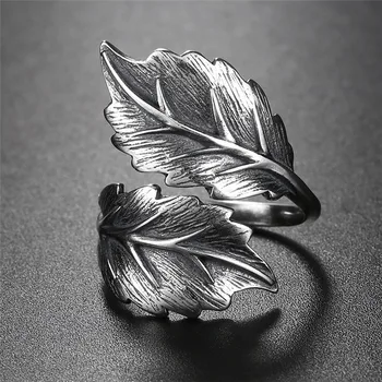 V. YA Vintage Listy 925 Sterling Silver Šperky Leaf Prstene pre Mužov, Ženy, Mužov Homme Šperky Najvyššej Kvality WTS002
