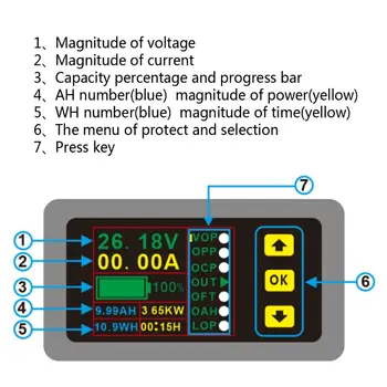 VAC9010H Hala Coulombmeter DC90V Voltmeter Ammeter LCD dvojsmerný Prúd Napätie Meter Kapacita Batérie Energie Monitorovanie