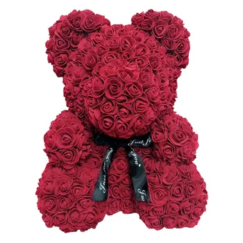 Valentín Darček 25/40 cm Červené Medveď Rose macko Ruže Kvet Umelé Dekorácie na Vianočný Darček pre Ženy Valentines Darček