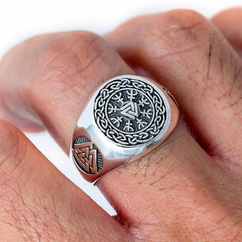 Valknut Čele s Úctou Aegishjalmur Odin Islandskej Celtics Uzlíkové Nerezový Krúžok Mužov Viking Amulet Šperky