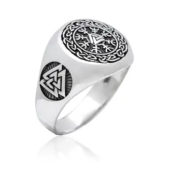 Valknut Čele s Úctou Aegishjalmur Odin Islandskej Celtics Uzlíkové Nerezový Krúžok Mužov Viking Amulet Šperky