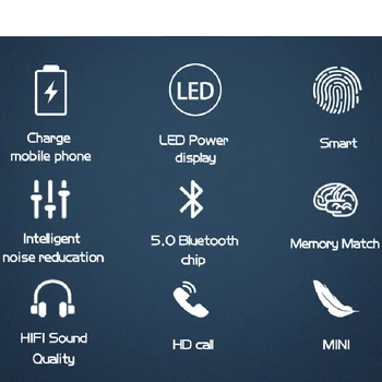 VAORLO 5.0 Bezdrôtové Slúchadlá HIFI Kvalite Zvuku TWS Bluetooth Slúchadlá Binaural Handfree Hovoru, Dotykové Ovládanie LED Displej