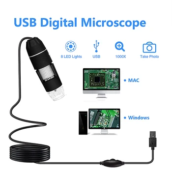 Vastar Mega Pixel 500X/1000X/1600X Profesionálny USB Digitálny Mikroskop 8 LED USB zväčšovacie sklo Elektronické Stereo Endoskopu Fotoaparát