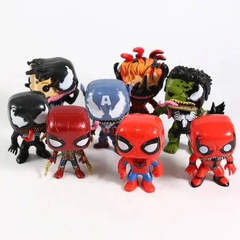 Venom X Masaker Spiderman Železa Spider Hulk Kapitán Amerika Deadpool PVC Údaje Zberateľskú Hračky, Bábiky 8pcs/set
