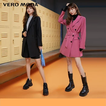 Vero Moda Ženy Dvojité Breasted Páse Zdobené Kórejský Dlhý Oblek Kabát, Sako | 320308047