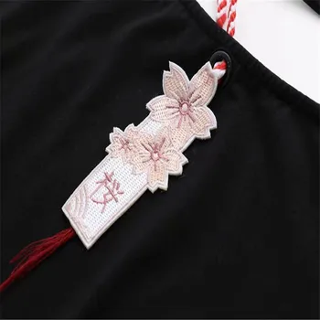 Veselé Celkom Japonskom Štýle vtipné tričko ženy kvetinové výšivky mimo ramenný asymmertric t-shirt bavlna sladké čierne tričko dievčatá