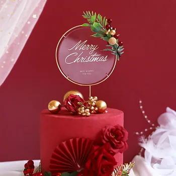 Veselé Vianoce Akryl Tortu Vňaťou Vianočné Ozdoby Cupcake Tortu Dekorácie Pre Xmas Party Domova Firmware Nový Rok Darčeky