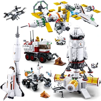 Vesmírna Stanica, Rakety, Lunar Lander Loď Space Shuttle Loď Údaje Model Stavebné Bloky lepine Tehly Hračka pre Deti Darček