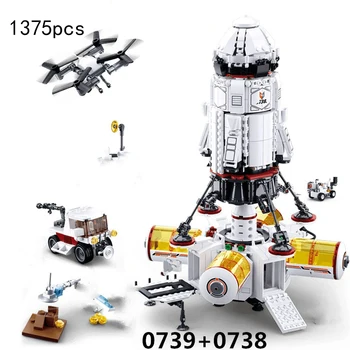 Vesmírna Stanica, Rakety, Lunar Lander Loď Space Shuttle Loď Údaje Model Stavebné Bloky lepine Tehly Hračka pre Deti Darček
