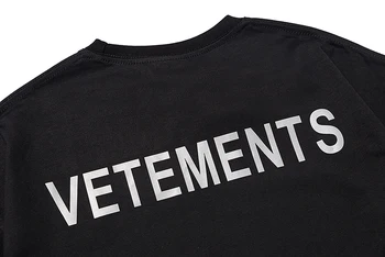 Vetements Ženy Muži T-Shirts 1:1 Vysokej Kvality NADROZMERNÁ 3M Reflexné Biele Písmeno Tlač Tees Výšivky Vetements T Tričko