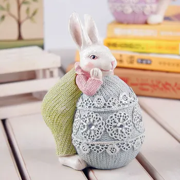 Veľkonočné Roztomilý Králik Dekorácie Živice Bunny Miniatúrne Figúrky Veľkonočné Vajíčka Domova Záhradné Sochy Zvierat Každodenné Zber
