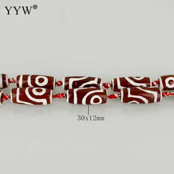 Veľkoobchod 1 strand Agata Onyx Dzi Korálky Vysokej Kvality Henna Ji Korálky Tibetskej Modlite sa, Priať Šťastie Korálky 30x12x12mm Otvor 2,5 mm Červená Dzi
