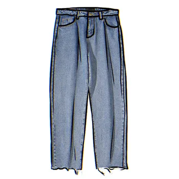 Veľkoobchod 2020 Módne Voľné umývanie denim retro džínsy hombre streetwear náradie značky kórejský širokú nohu, nohavice, rovné nohavice