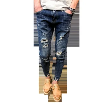 Veľkoobchod 2020 teenagerov Džínsové Nohavice žobrák mužov slim-fit malé nohy, rozštiepené džínsy muž úsek sociálnych ducha chlap ceruzkou nohavice