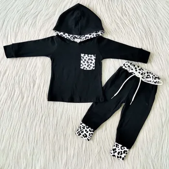 Veľkoobchod, Baby, Dievčatá Módne Pevné Vrecku Krátky Rukáv Oblečenie Leopard Nohavice Deti, Dojčenská Deti Boutique Roztomilé Dieťa